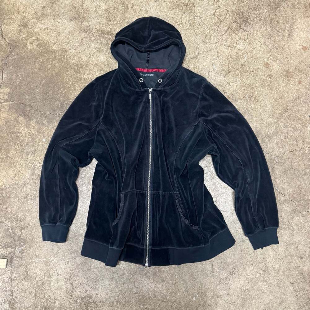 Lane Bryant Women's Black Velour Zip-Up Hoodie Jacket
